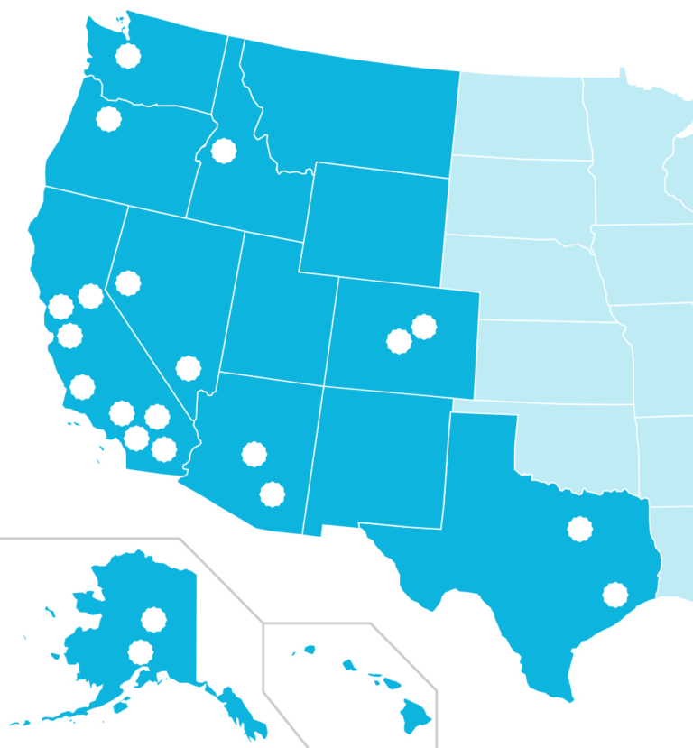 TAG service locations map